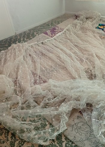 Bohem Beyaz Dantel Tül Perde - Görsel 8