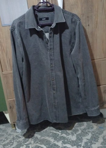 Gri Denim Erkek kot ceket Düğmeli, Salaş Kesim - Görsel 3