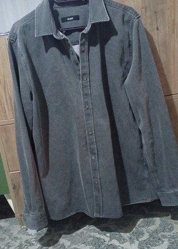 Gri Denim Erkek kot ceket Düğmeli, Salaş Kesim - Görsel 5