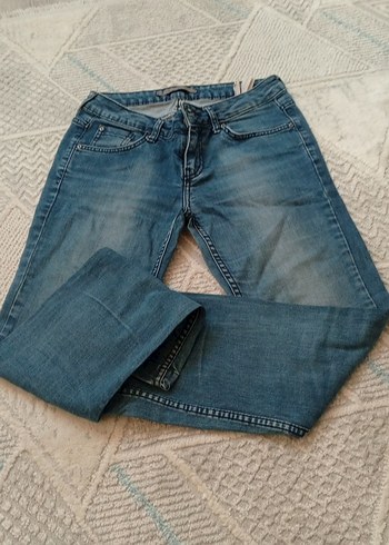Kadın Mavi Normal Kesim Midi Denim Pantolon