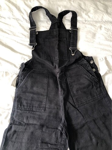 36 Beden gri Renk Uzun Denim Tulum Salopet