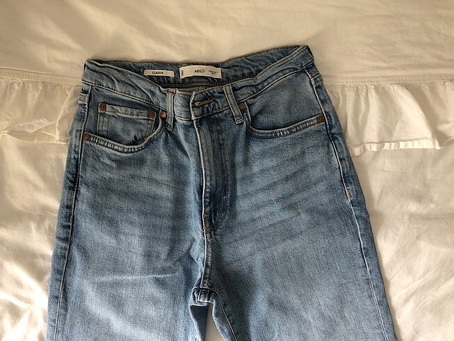 36 Beden mavi Renk Mango Dar Kesim Crop Jean