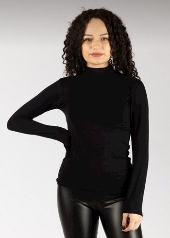 Siyah Yarım Boğazlı Basic Body