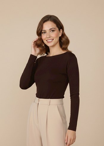 Acı Kahve Bisiklet Yaka Basic Body - Görsel 3