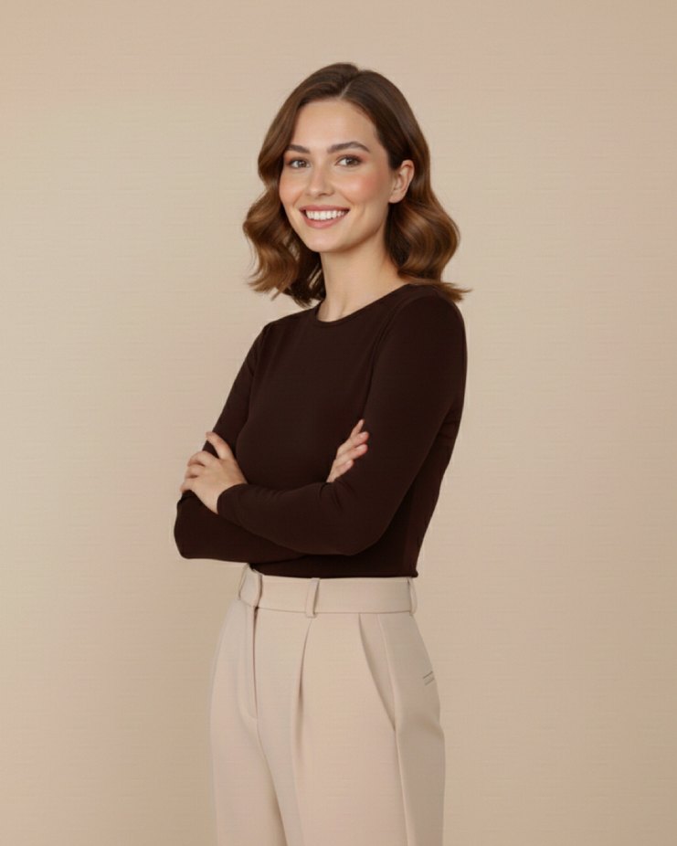 Acı Kahve Bisiklet Yaka Basic Body - Görsel 5