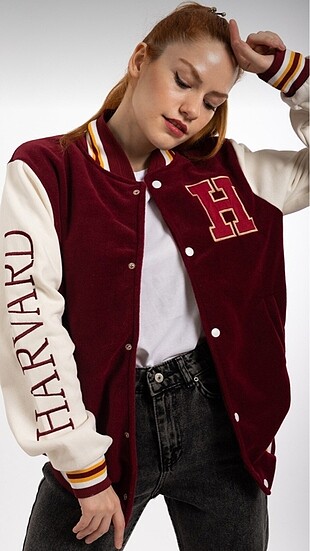 Bordo Harvard Unisex Kolej Ceket