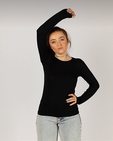 Diğer Siyah Bisiklet Yaka Basic Body