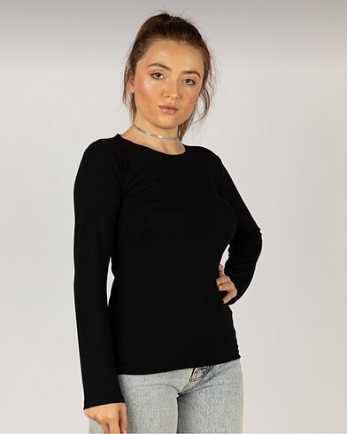 xxl Beden Siyah Bisiklet Yaka Basic Body