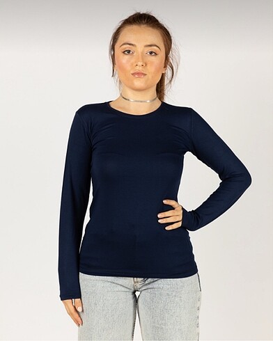 Lacivert Bisiklet Yaka Basic Body