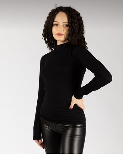 xl Beden Siyah Yarım Boğazlı Basic Body