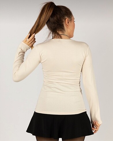 l Beden Krem ( Bej, Taş renk )Bisiklet Yaka Basic Body