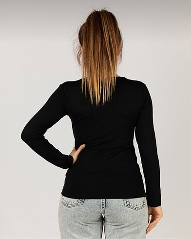 l Beden siyah Renk Siyah Bisiklet Yaka Basic Body