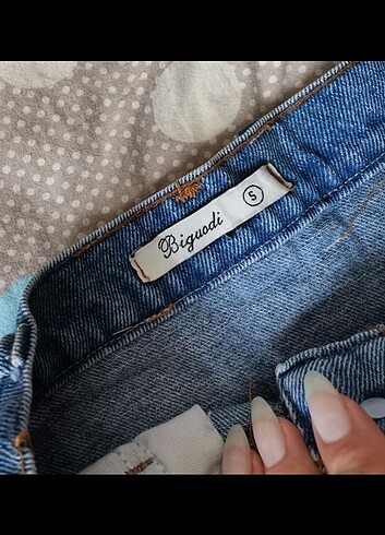 34 Beden Düğme Detaylı Denim Etek