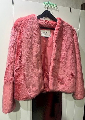 Pembe Midi Suni Kürk Ceket - Görsel 3