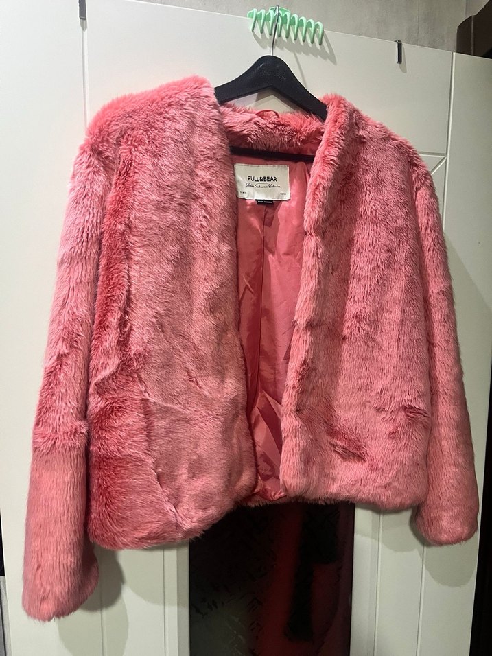 Pembe Midi Suni Kürk Ceket - Görsel 3