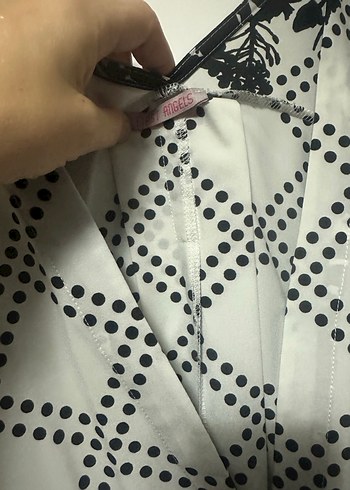 Gri Puantiyeli V Yakalı kimono - Görsel 2