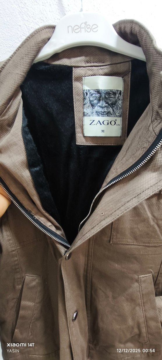 Düğmeli Kahverengi Biker Deri Ceket - Görsel 2