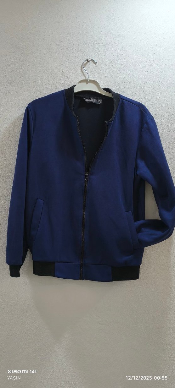 Erkek Lacivert Fermuarlı bomber ceket - Görsel 3