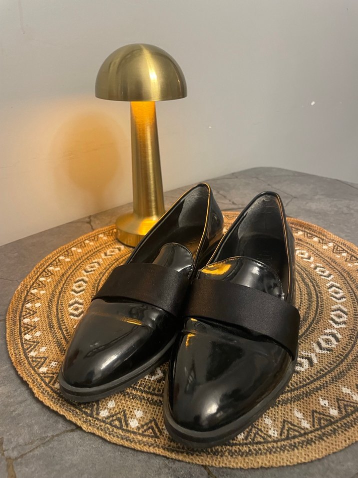 Klasik Siyah Rugan Loafer Stiletto Topuklu (36) Numara - Görsel 3