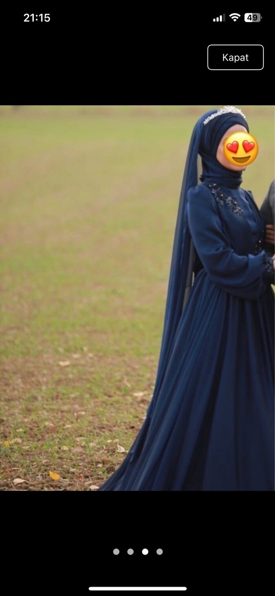 Mavi Uzun Drapeli Gotik Kadın Henna Elbisesi - Görsel 3