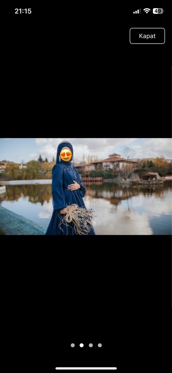 Mavi Uzun Drapeli Gotik Kadın Henna Elbisesi - Görsel 2