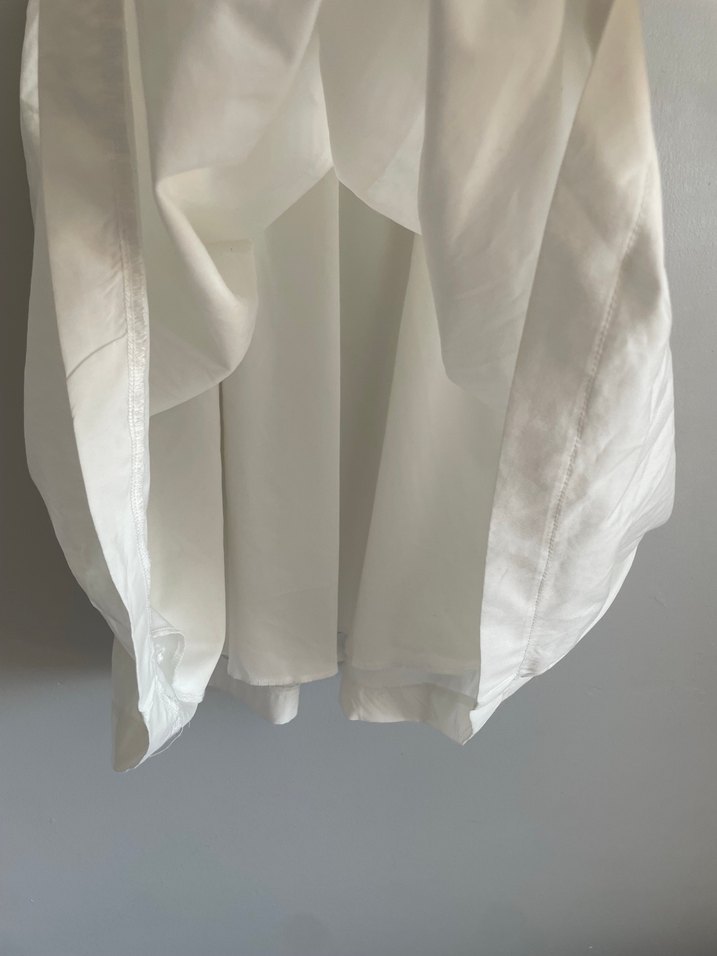 Beyaz Keten Midi Bohem Elbise - Görsel 4