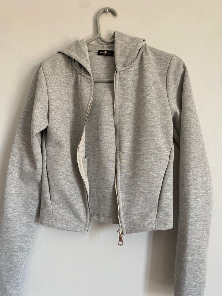 Gri Fermuarlı Kadın Spor Ceket - Görsel 2