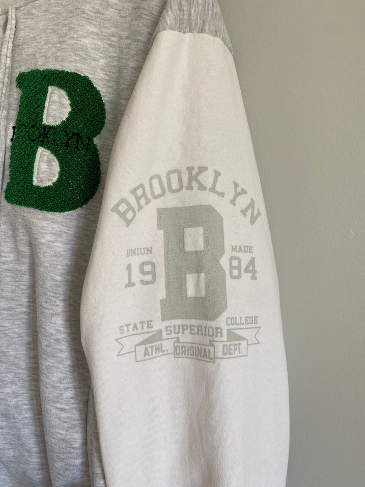 Gri Düğmeli Uzun Kollu Bomber Ceket - Görsel 2