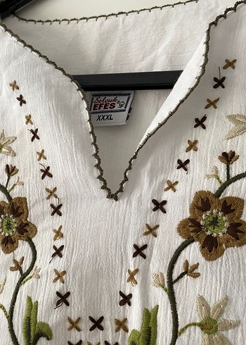 Zara Uzun Kollu Nakışlı Bohem Keten Bluz