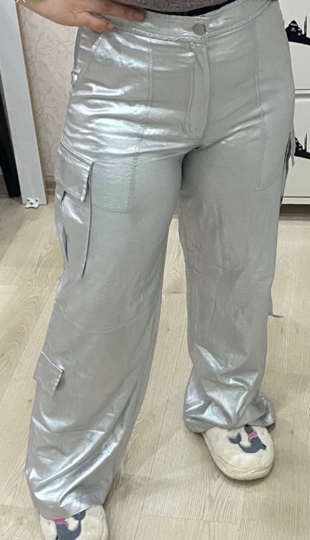 Gümüş Bol Kesim Kargo Kadın Pantolon - Görsel 2