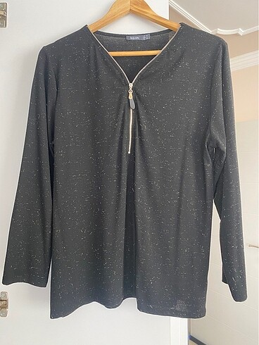 xl Beden İkiler Fermuarlı Simli Bluz