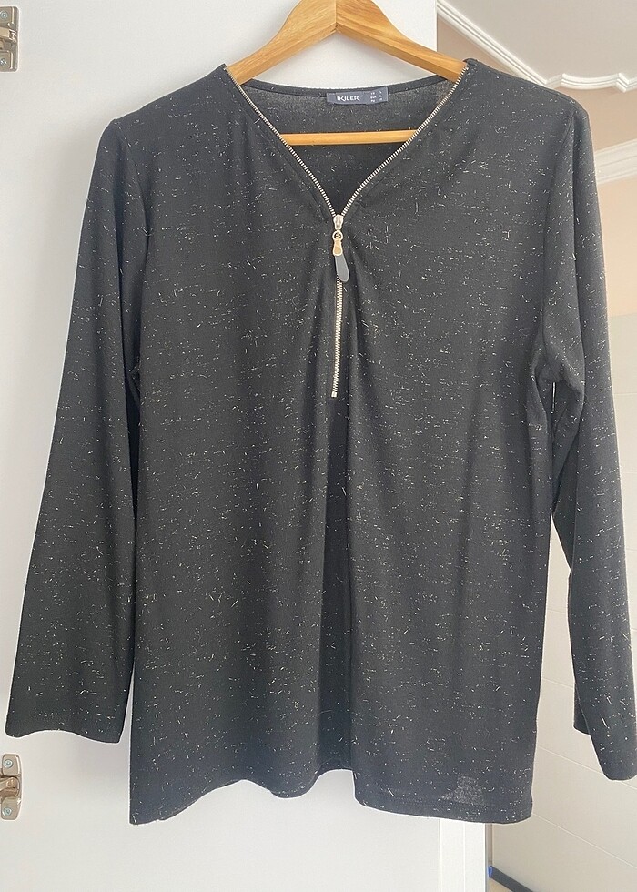 İkiler Fermuarlı Simli Bluz - Görsel 3