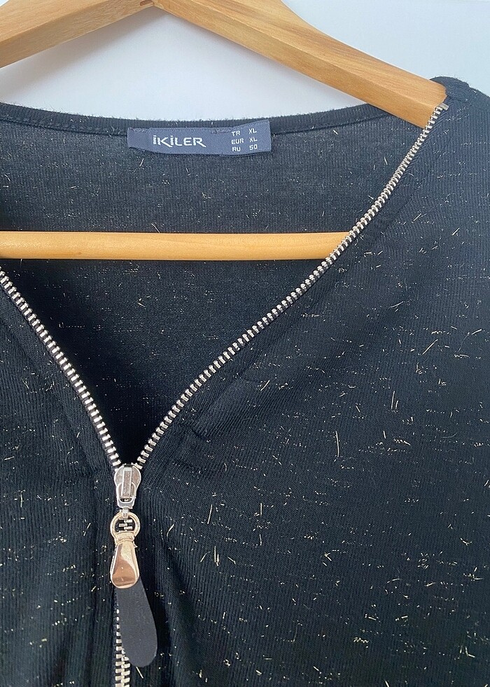 İkiler Fermuarlı Simli Bluz - Görsel 2