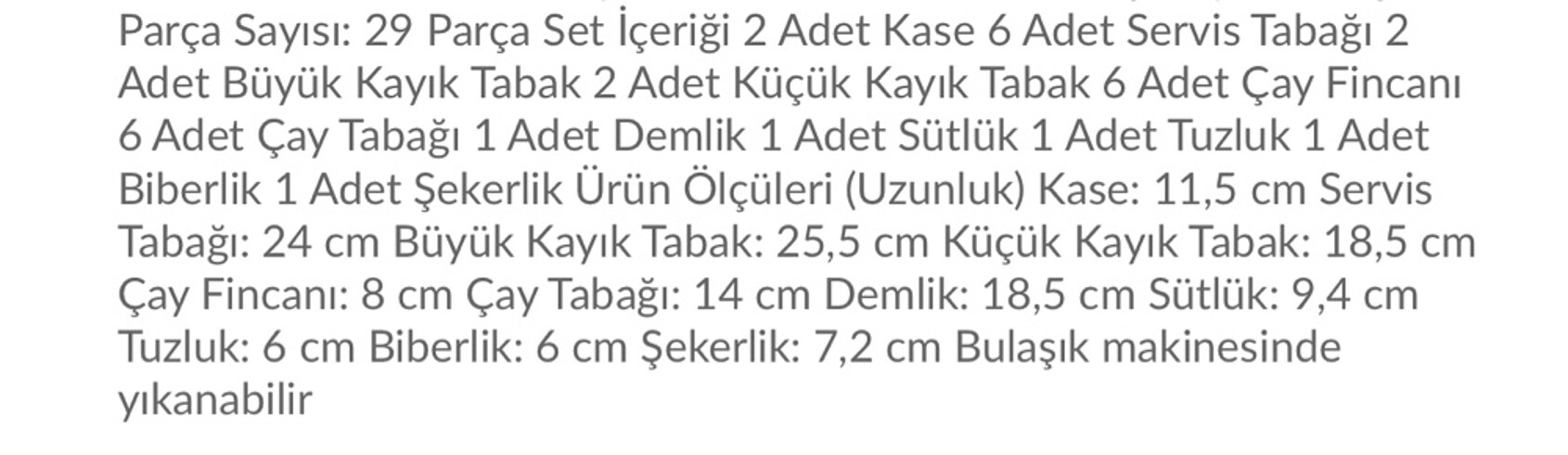 Beden beyaz Renk Jumbo Kahvaltı Takımı