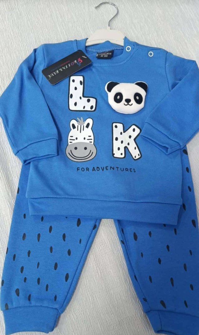 Mavi Baskılı Erkek Bebek Takımı - Görsel 2