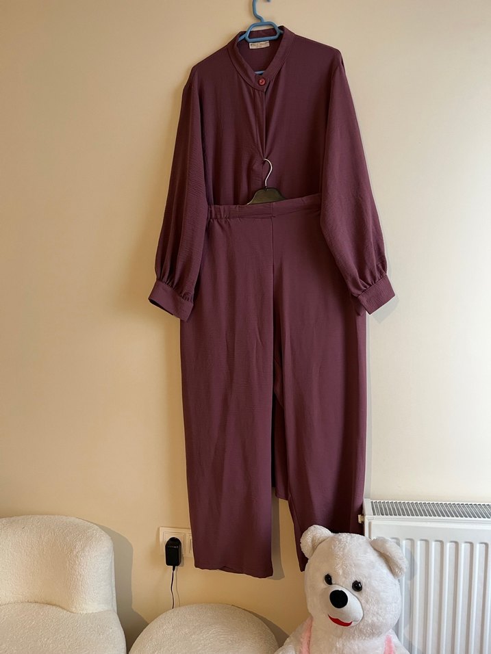 Düğmeli Uzun Kollu Tunik pantolon takım - Görsel 3