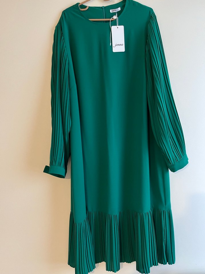 Yeşil Piliseli Uzun Kollu Kadın tunik - Görsel 2