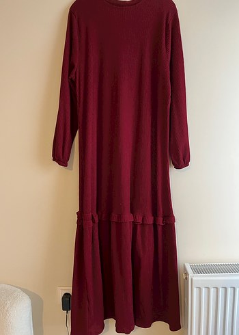 Bordo Kadın Triko Midi Elbise - Görsel 2