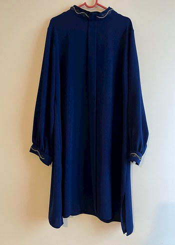 Nakışlı Uzun Kollu Mavi Kadın tunik - Görsel 2