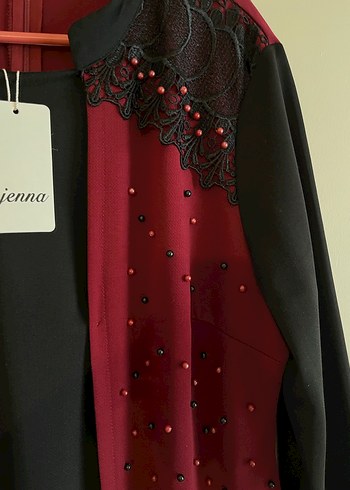 Boncuk İşlemeli Bordo Uzun elbise - Görsel 2