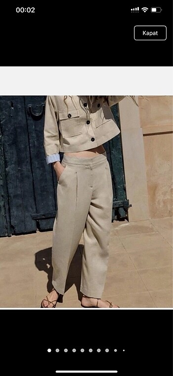 Zara bej keten pantolon m beden