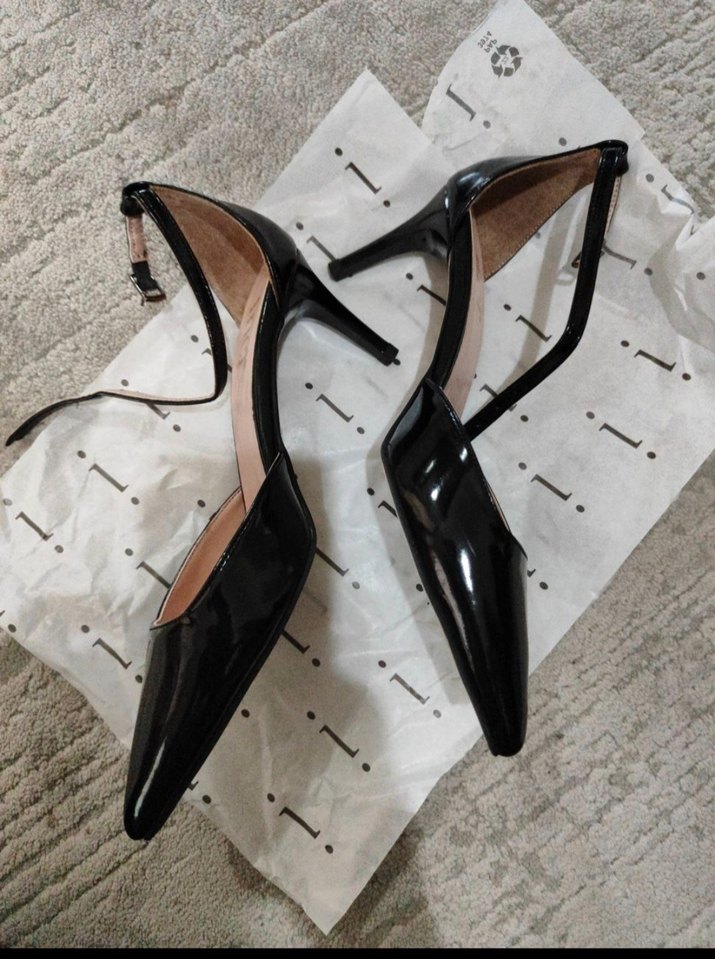 Parlak Siyah Rugan Stiletto - Görsel 2