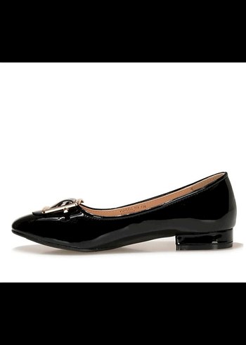 Siyah Rugan Tokalı Kadın Topuklu Babet - Görsel 5