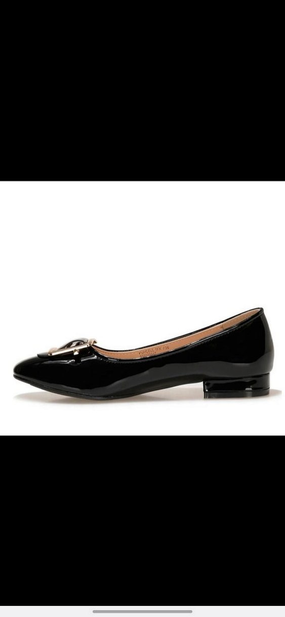 Siyah Rugan Tokalı Kadın Topuklu Babet - Görsel 5