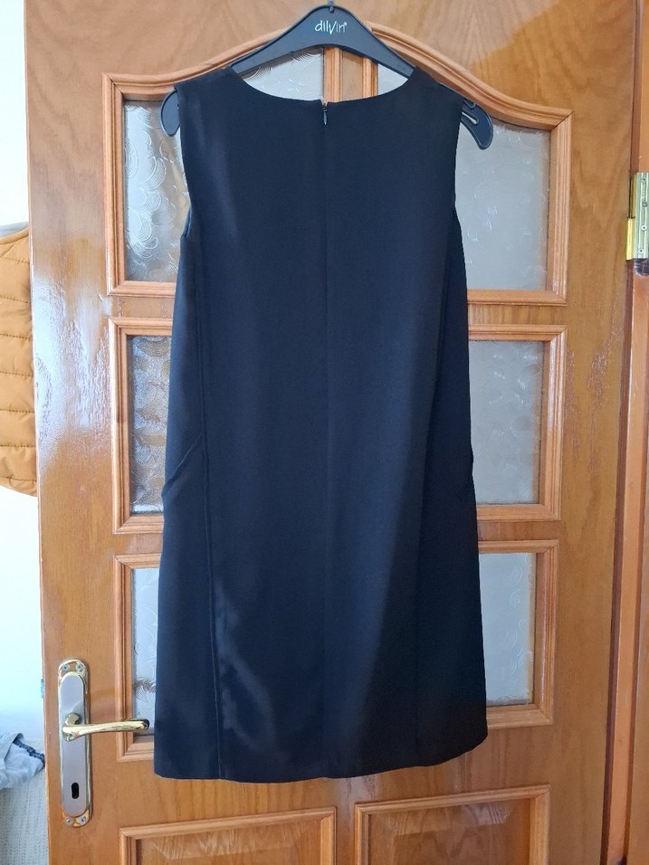 Siyah Midi Kolsuz Günlük Elbise - Görsel 2