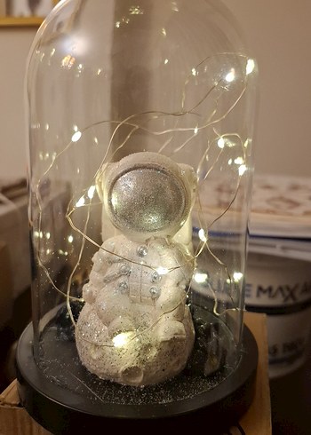 Uzay Temalı Gri-Beyaz Işıklı Fanus - Görsel 2