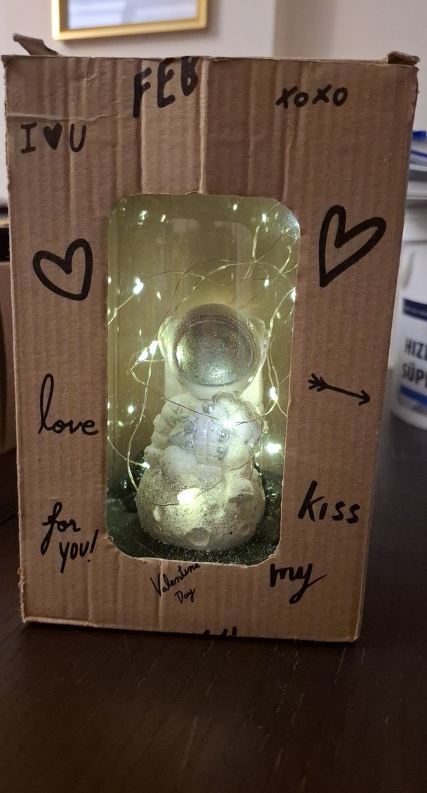 Uzay Temalı Gri-Beyaz Işıklı Fanus - Görsel 4