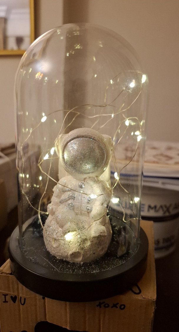 Uzay Temalı Gri-Beyaz Işıklı Fanus - Görsel 2