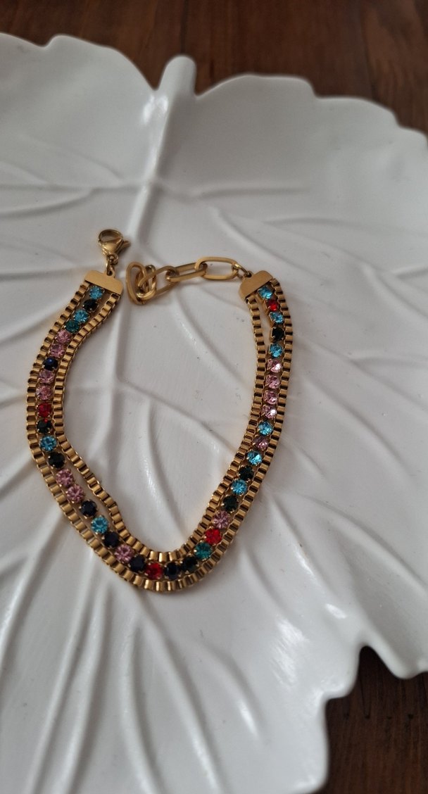 Renkli Zincir Detaylı Bileklik - Görsel 3