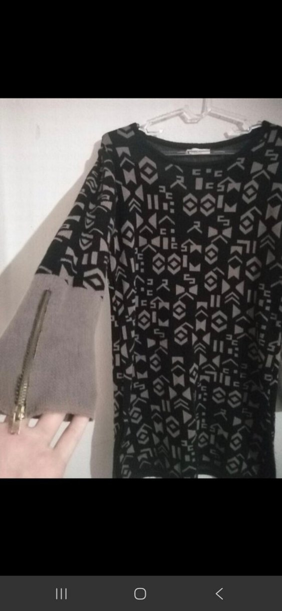 Gri Desenli Uzun Kollu Kadın Tunik - Görsel 2